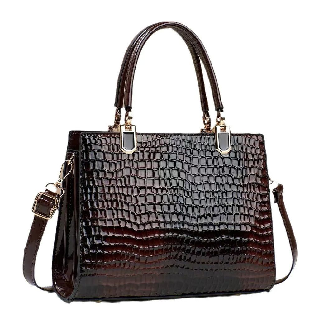 Soft PU leather one shoulder mom bag in horizontal square shape with internal compartments