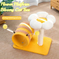 Yellow cat climbing frame with sisal scratching board and tunnel measuring 46x36x25cm
