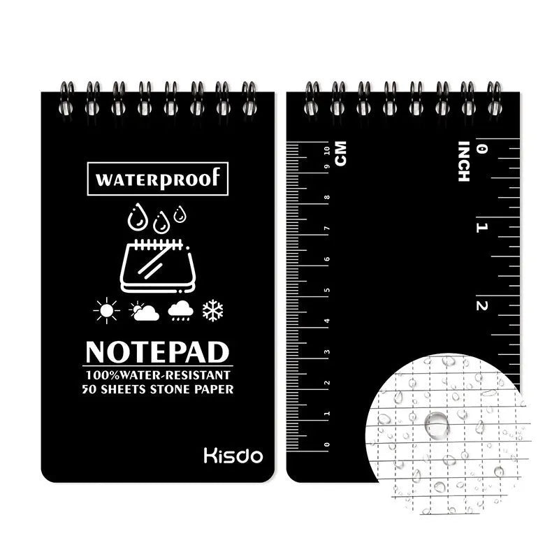 Waterproof spiral-bound office notepad with stone paper pages and PP cover in camouflage colour