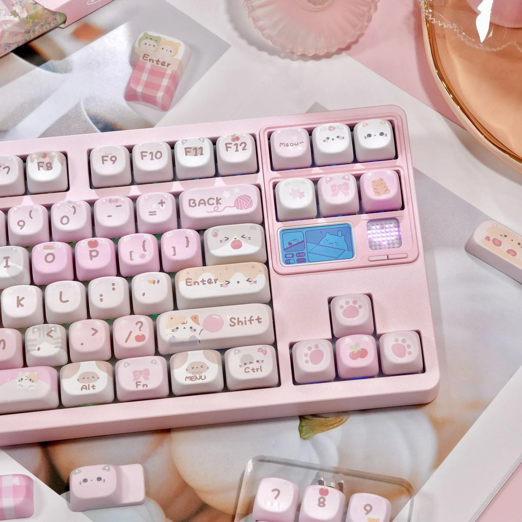Pink cartoon design MOA profile plastic key cap for mechanical keyboards.