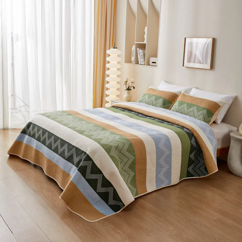 Pure cotton printed bed sheet set in modern simple design for summer bedding