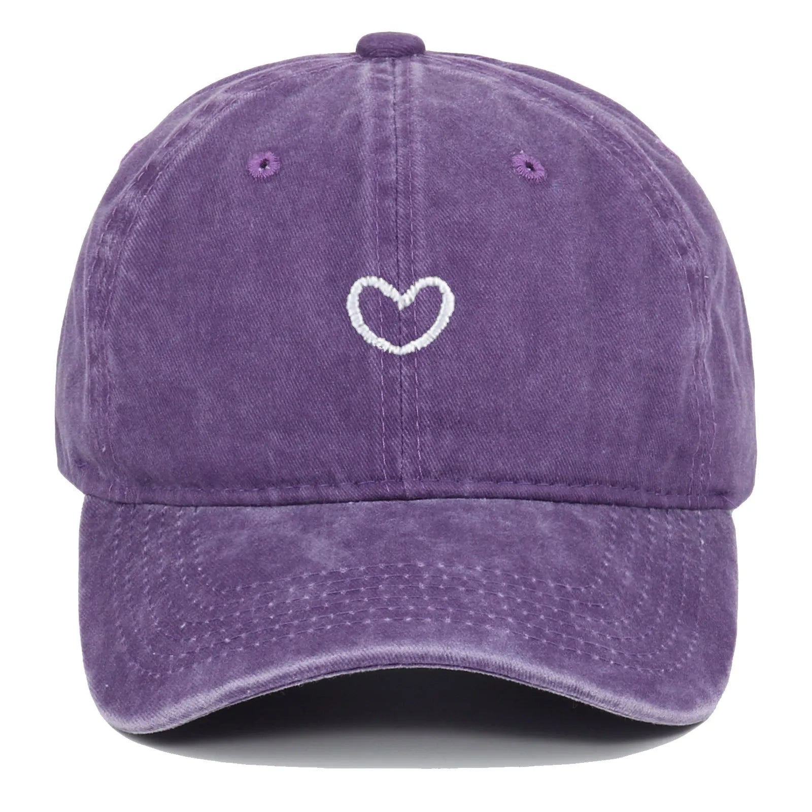 Retro style cotton baseball cap with embroidered detail on the front, shown in an adjustable size.
