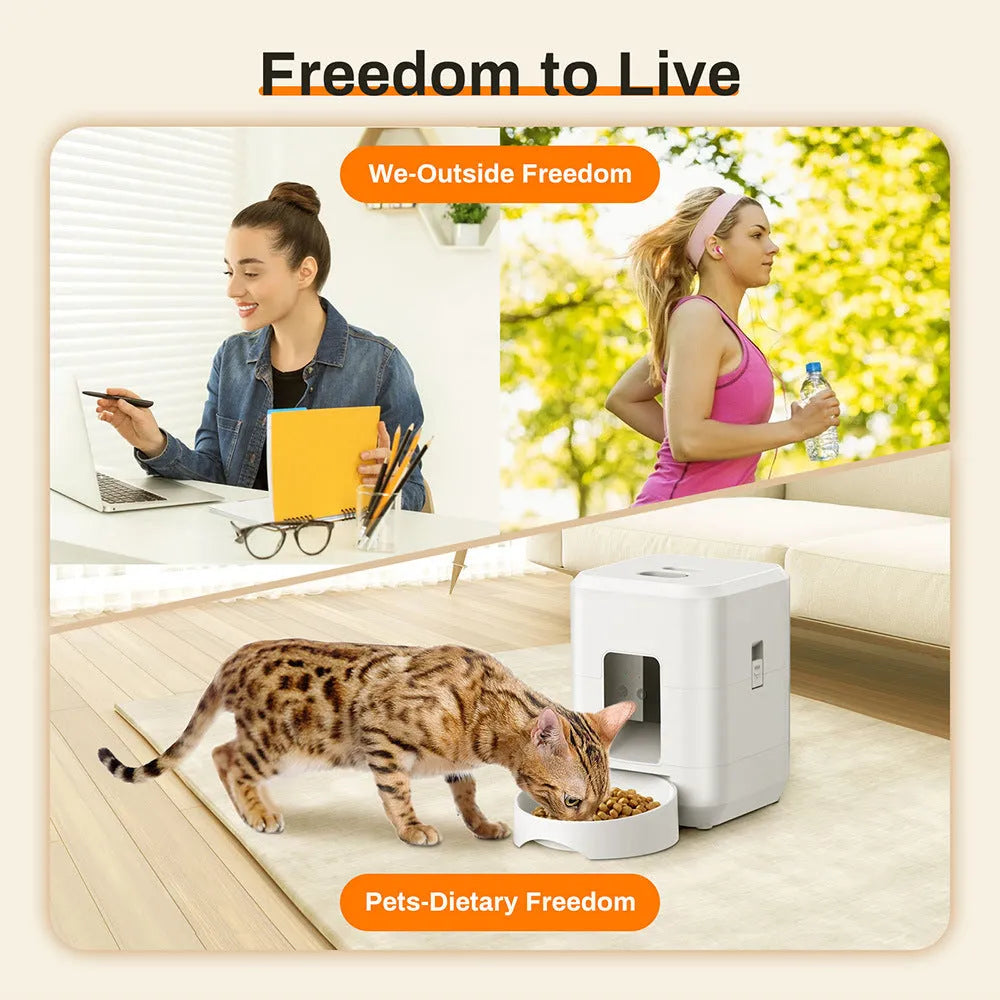 2L round bullet automatic pet feeder for cats and dogs in black or white with WIFI timing option