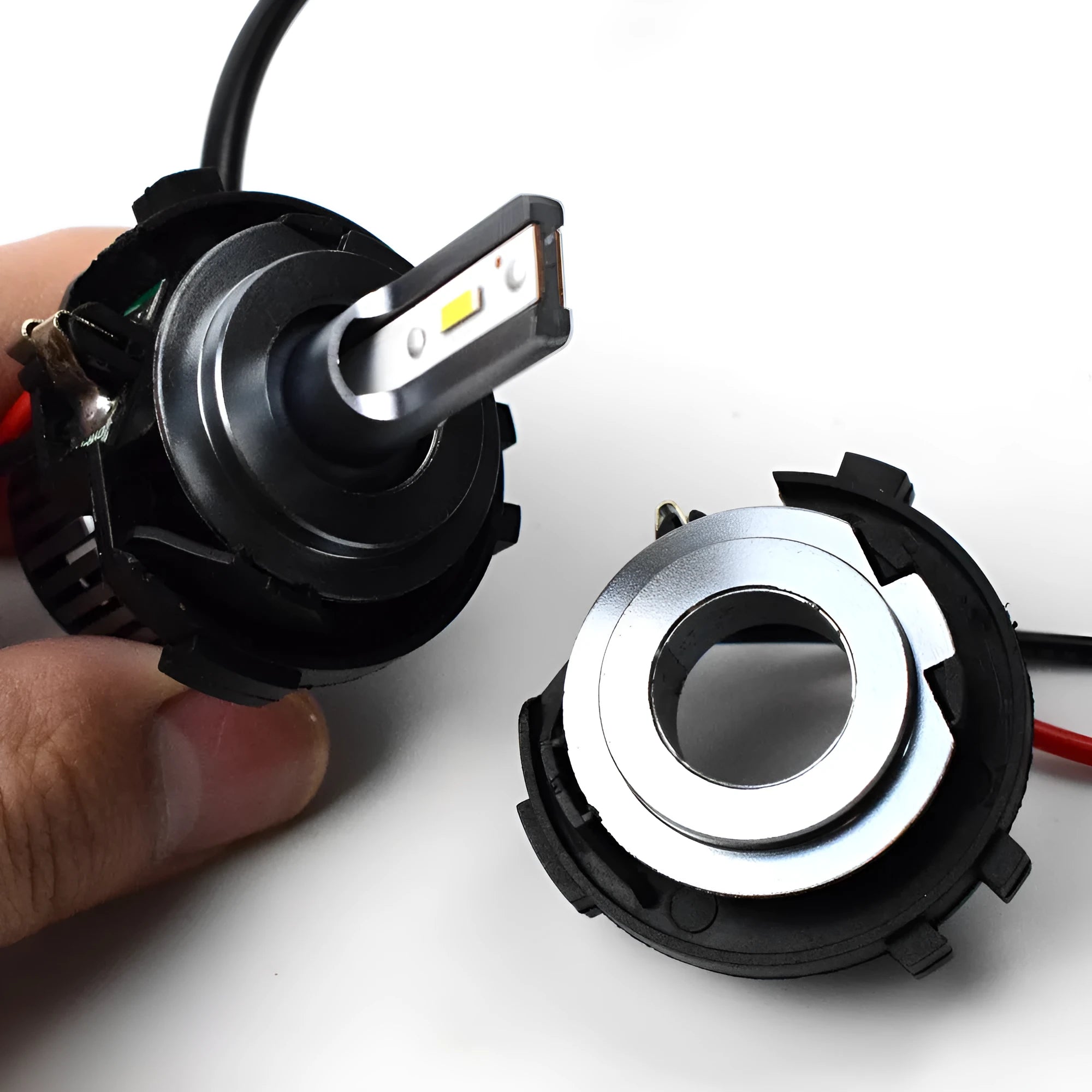 Black H7 LED headlight adapter bracket for Volkswagen Golf and Jetta models
