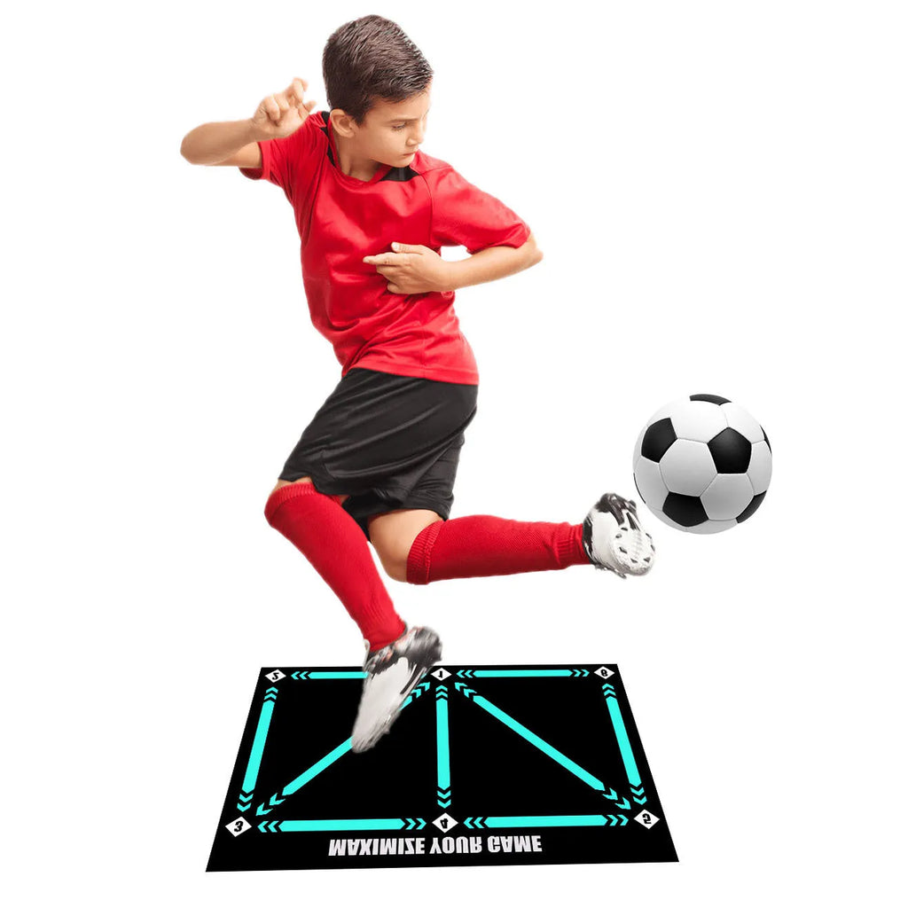 Cushion coloured rubber football training mat for indoor skill development