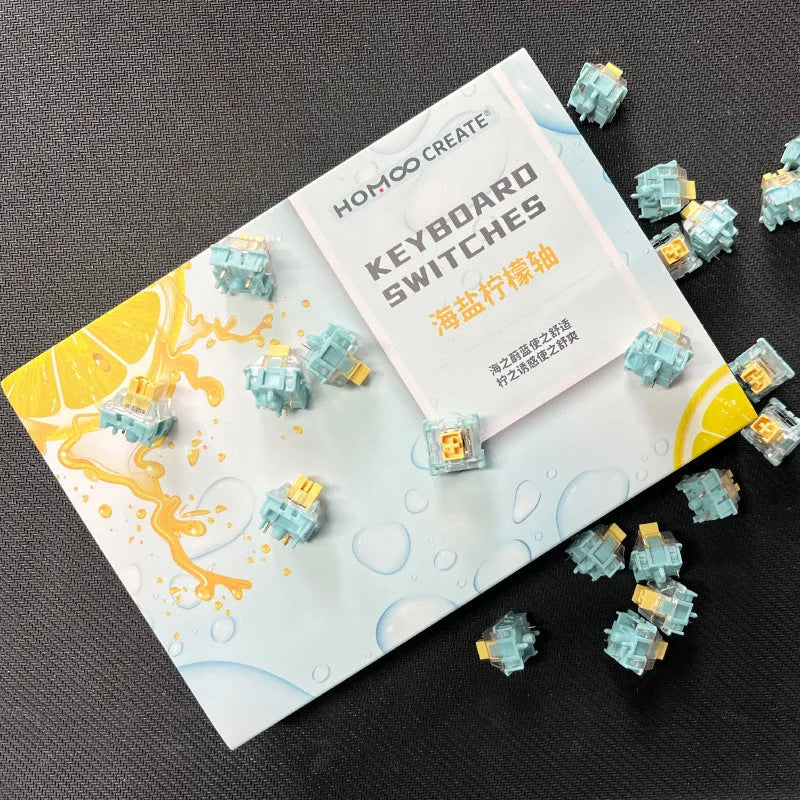 Sea Salt Lemon PRO Mute colour mechanical keyboard switch components set of 36 pieces.