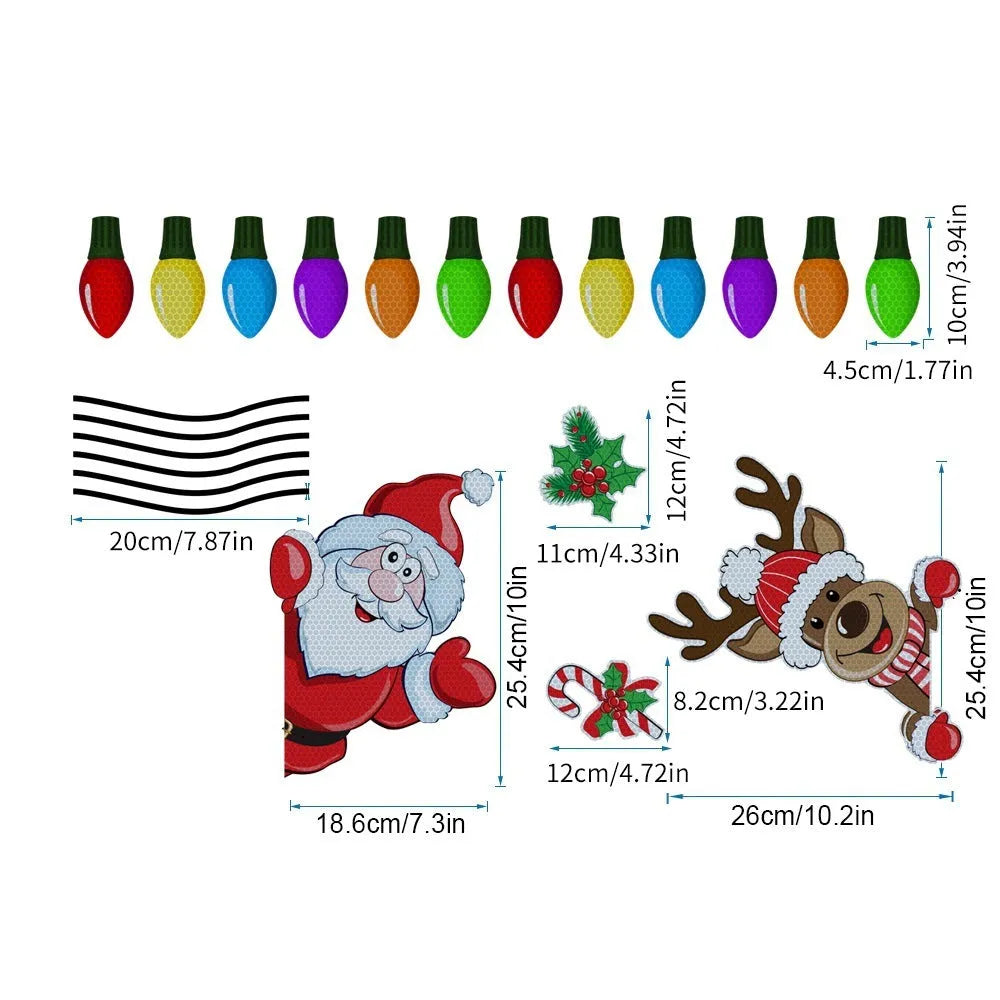 Christmas elk cartoon reflective magnetic sticker for window decoration