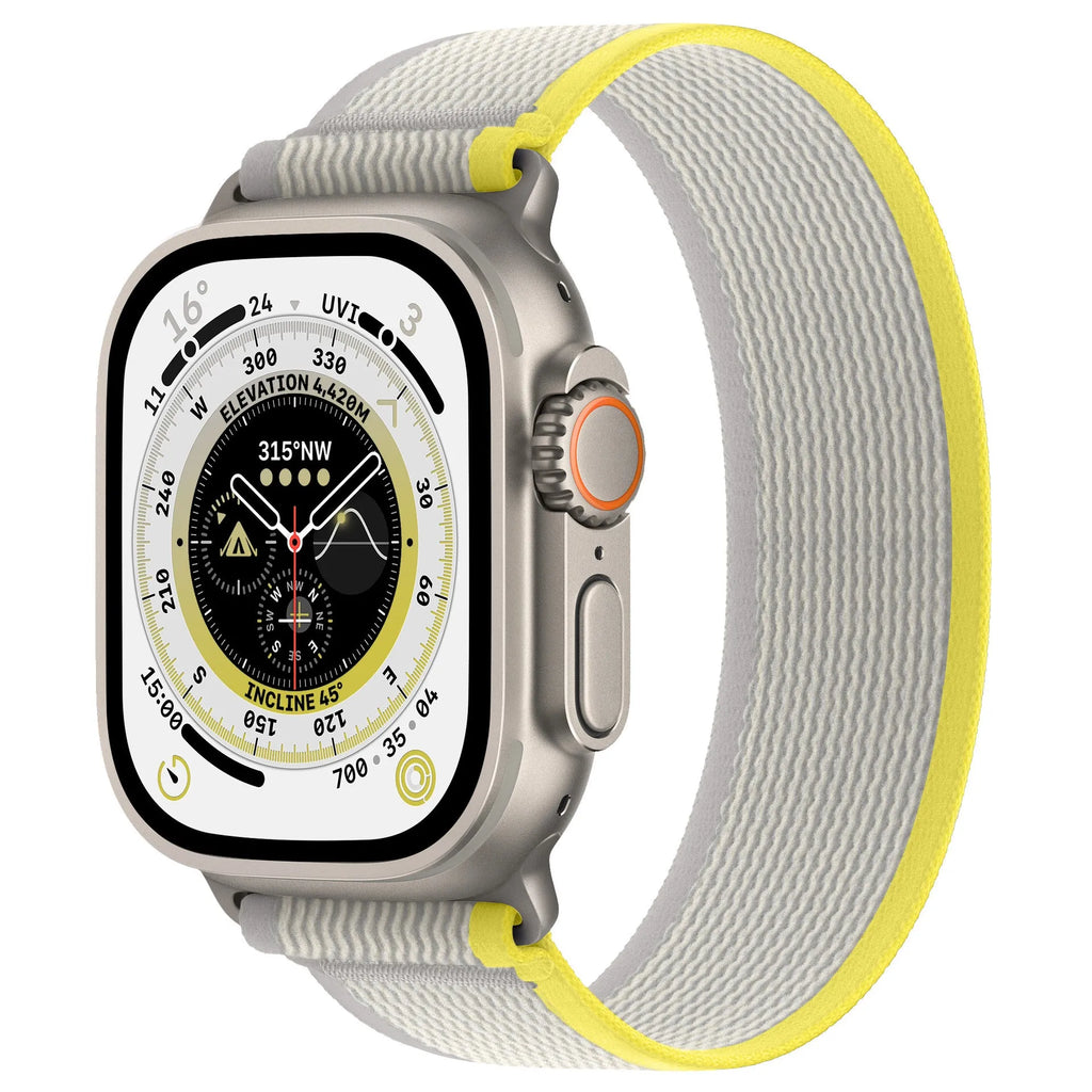 Nylon Apple Watch replacement band with wild diameter single ring in multiple colour options