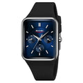 Square silicone waterproof digital watch for girls in multiple colour options showing 10.8mm thickness