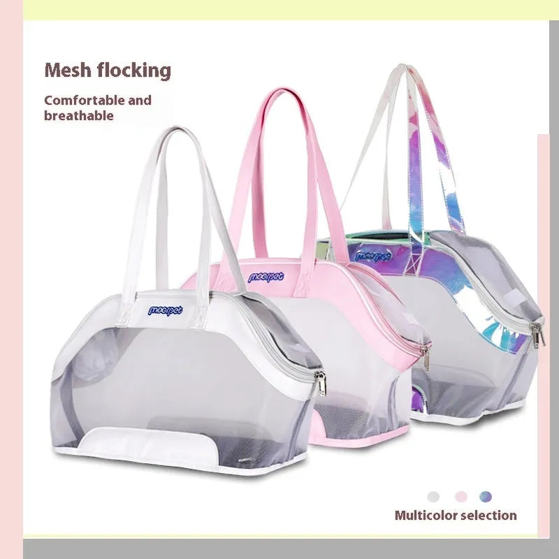 MOORPET leather cat outing carry bag in a solid colour showing medium hardness structure.