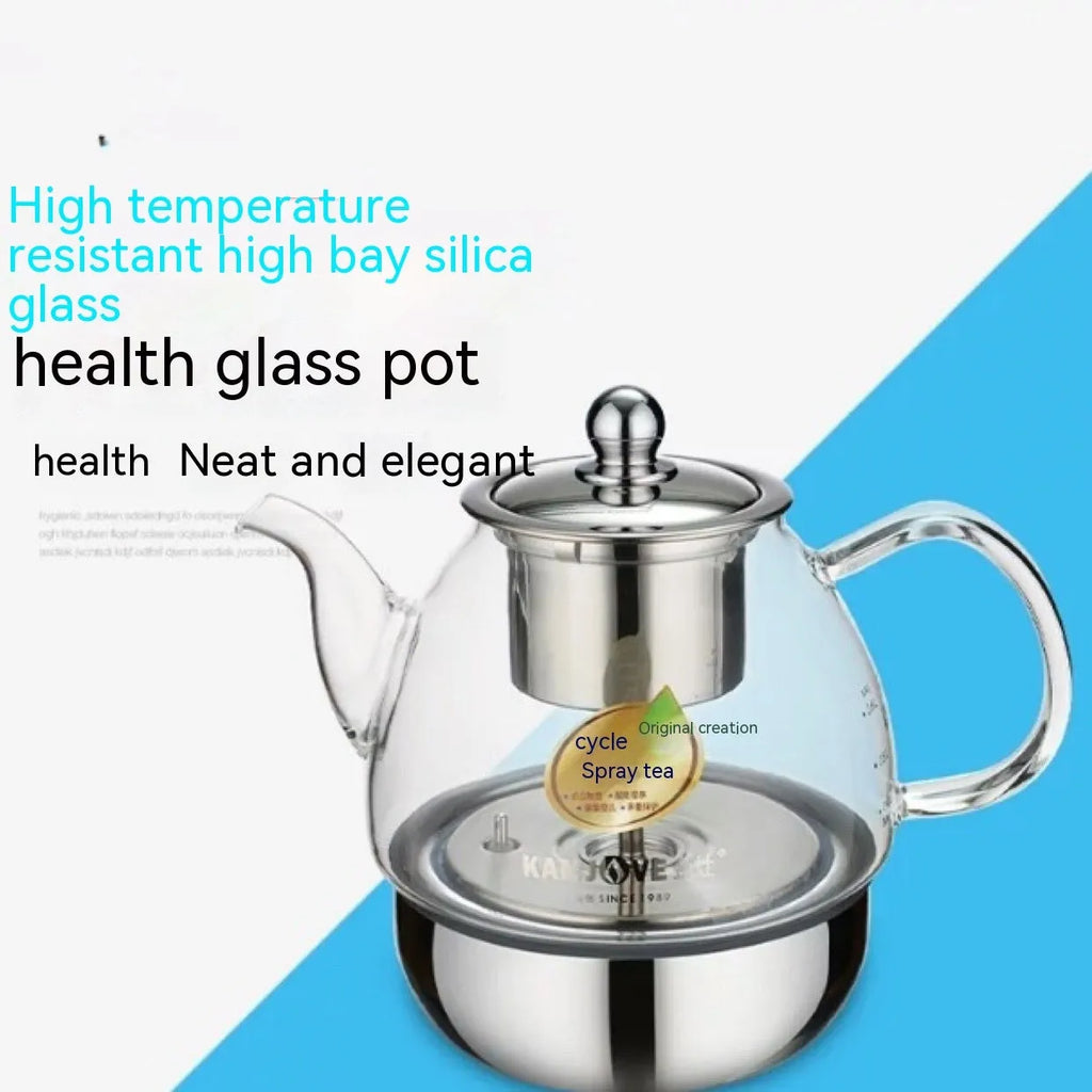 Glass electric tea maker with steam spray and automatic power off, available in multiple colours, 1600g.