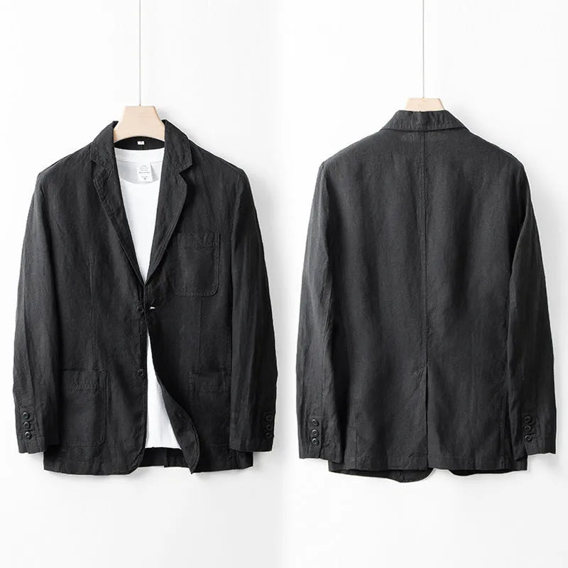 Men's linen casual blazer in loose fit with long sleeves for four seasons wear