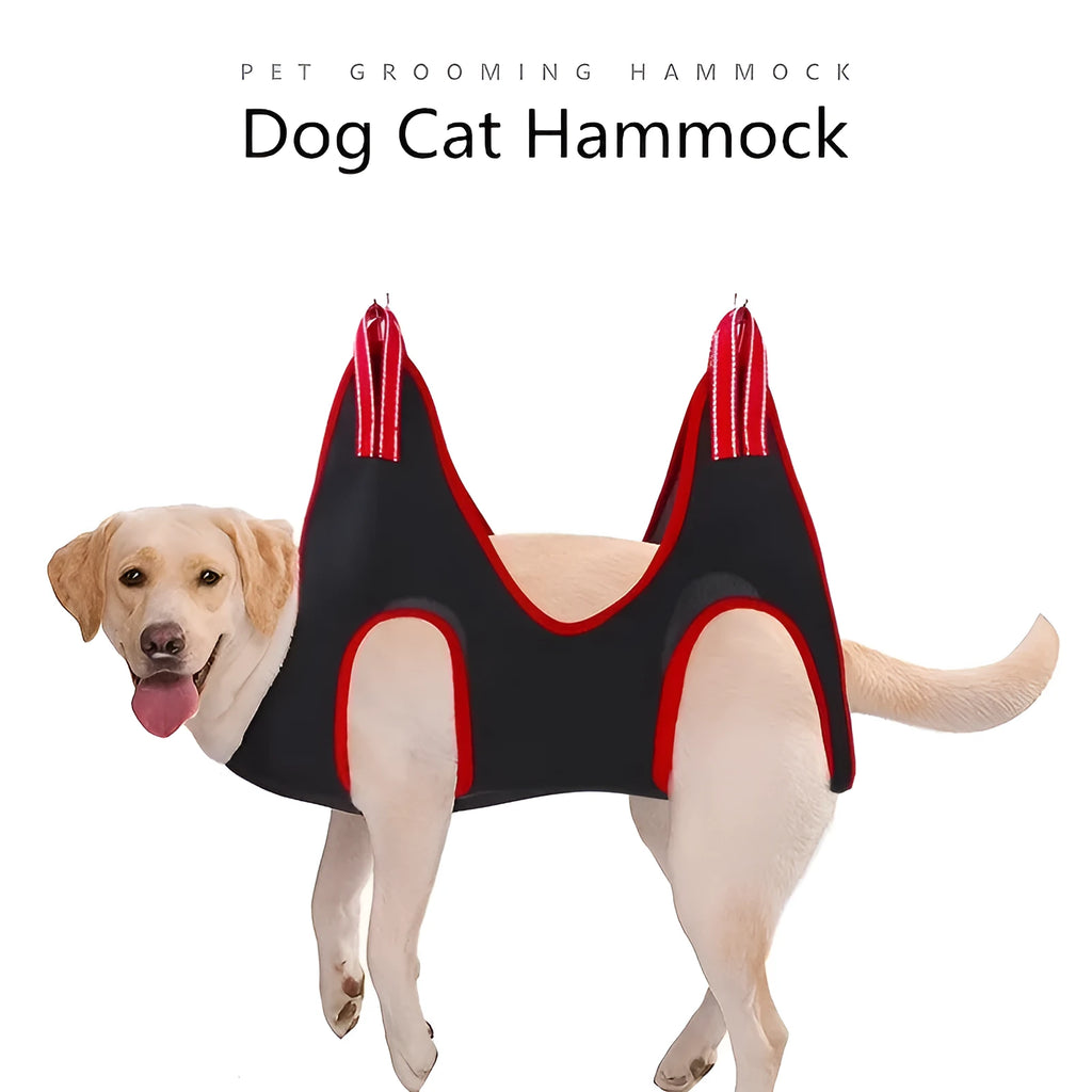 Pet grooming hammock with restraint bag for cats and dogs in four sizes