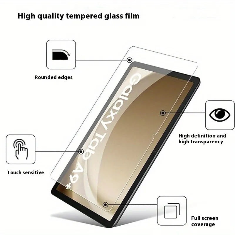 Samsung Galaxy Tab tempered glass screen protector showing straight edge and 2.5D arc edge options.