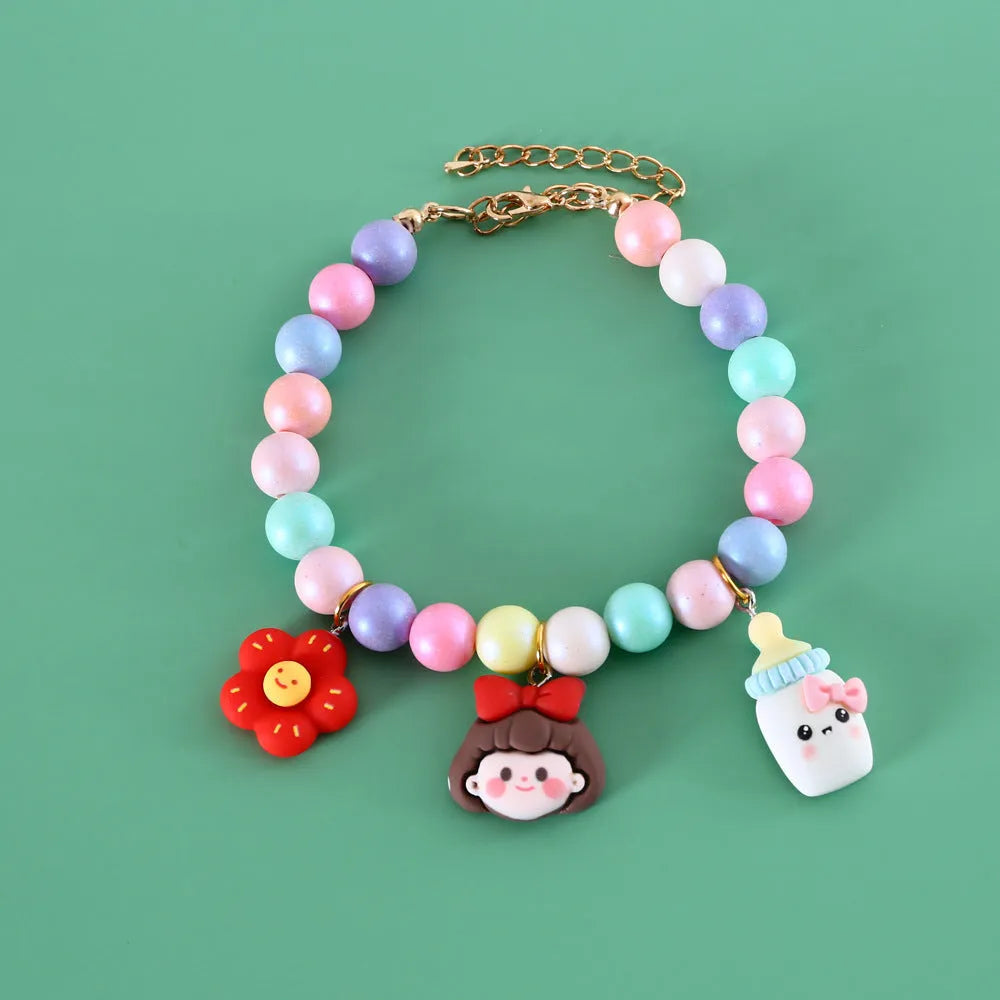 Macaron-themed resin charm collar and bracelet set for cats or dogs in assorted colours