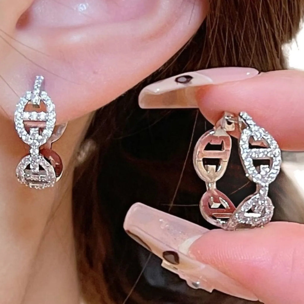 Women's electroplated copper diamond-effect earrings in silver, gold and rose gold colour options