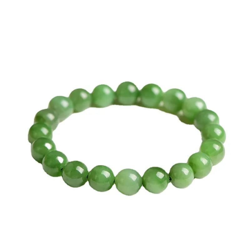 Natural Hetian jade Jasper ball bracelet showing polished beads in one of five available size ranges