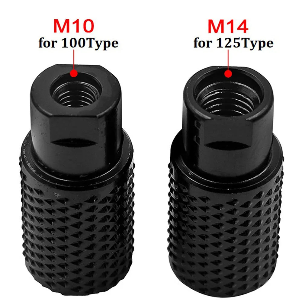 Spherical angle grinder grinding head with M10 and M14 thread compatibility