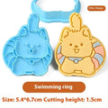 Plastic three dimensional biscuit mold with cartoon puppy designs including birthday hat style