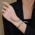 Metal snake ring and bracelet set with exaggerated twisted winding pattern in gold or silver colour