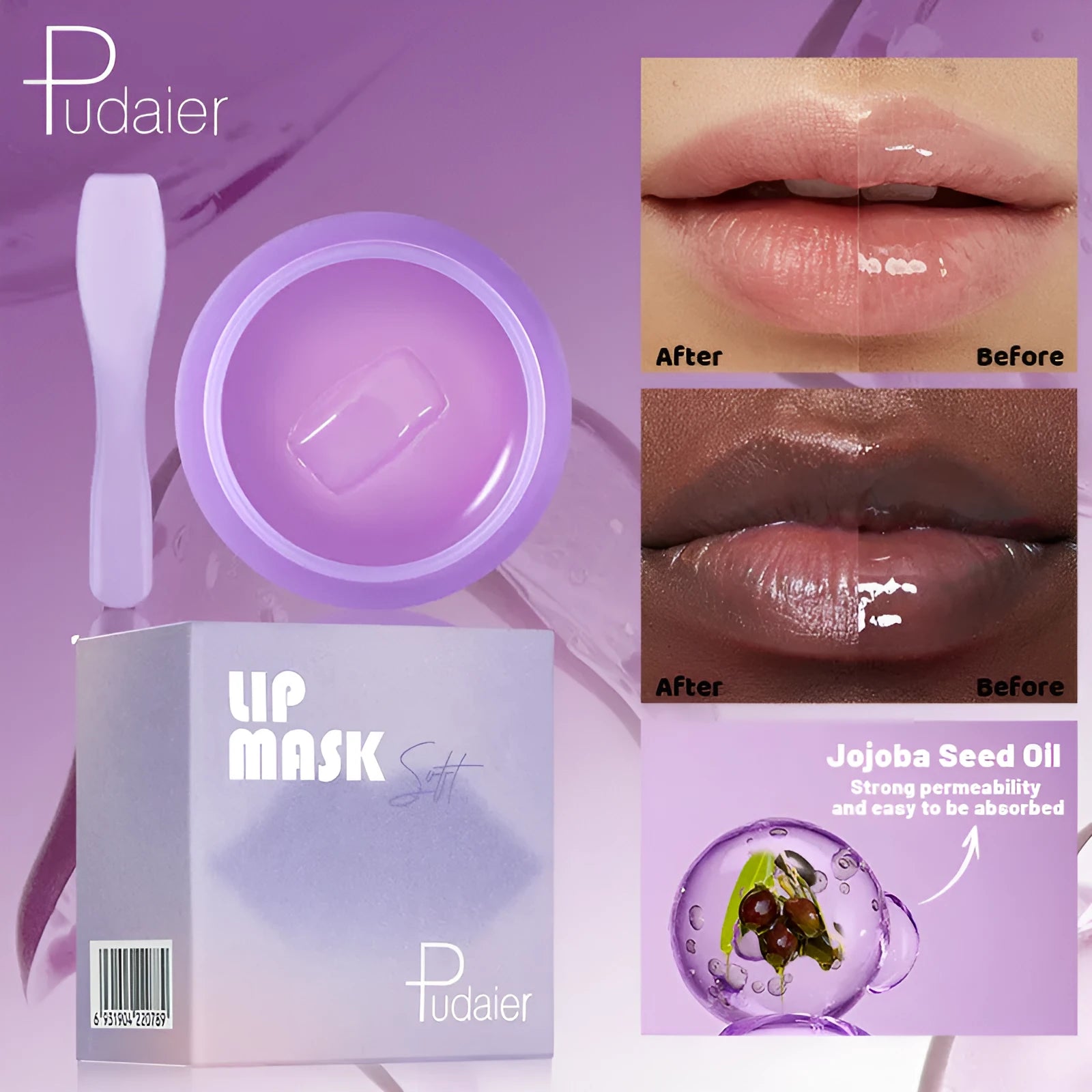 10ml tube of exfoliating lip balm with applicator scraper for moisturising and softening lip lines.
