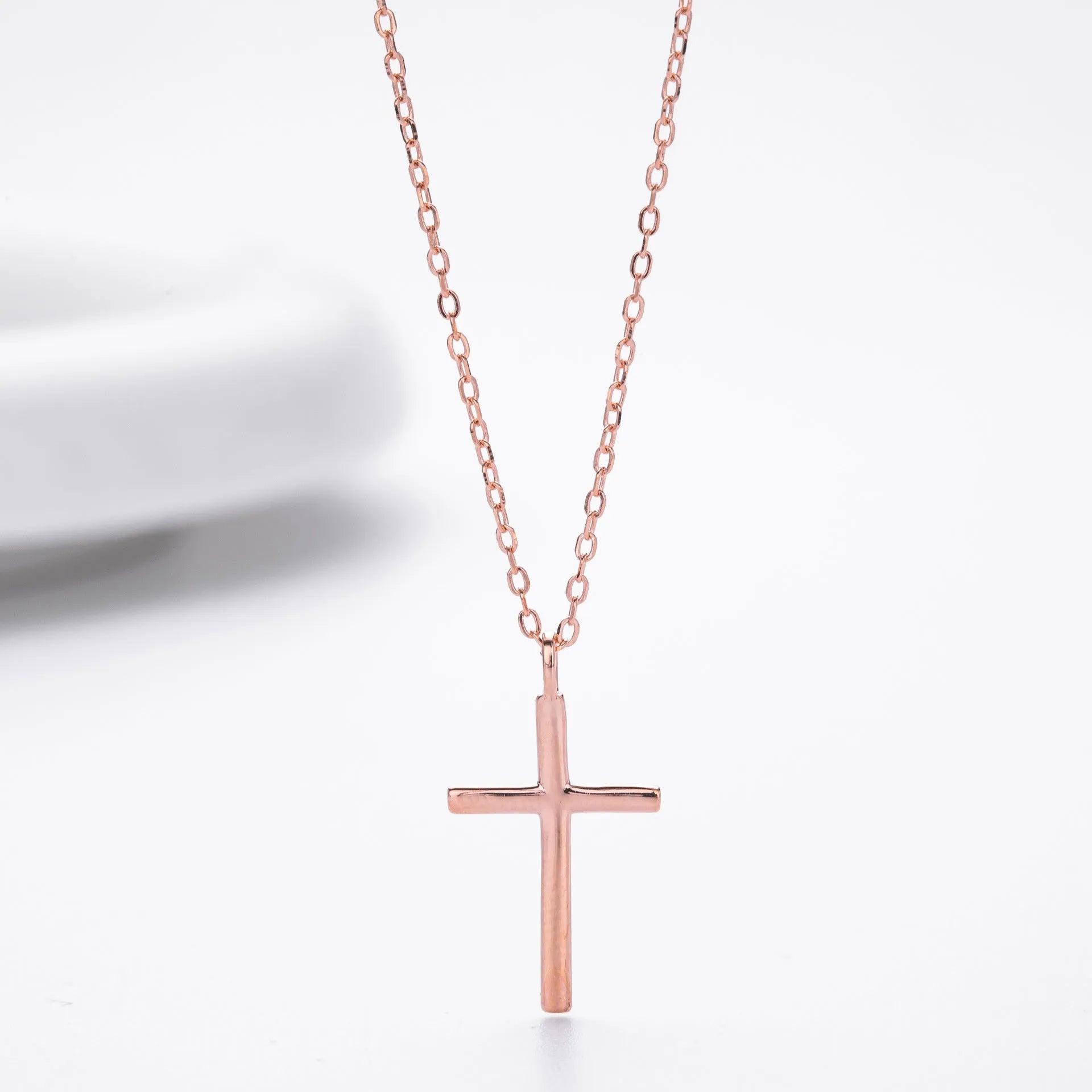 S925 sterling silver cross necklace with adjustable O-chain in gold, platinum or rose gold plating