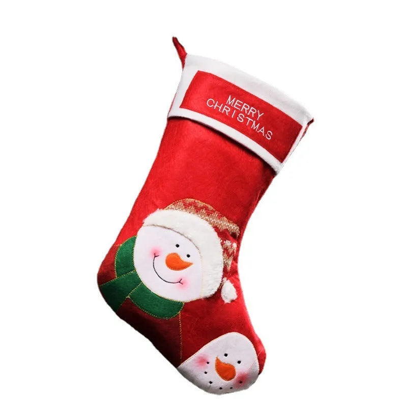 Christmas stocking with snowman design made from non-woven fabric for festive decoration