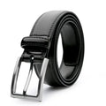 Men's brown genuine leather belt with wild grain pattern and alloy buckle on a white background
