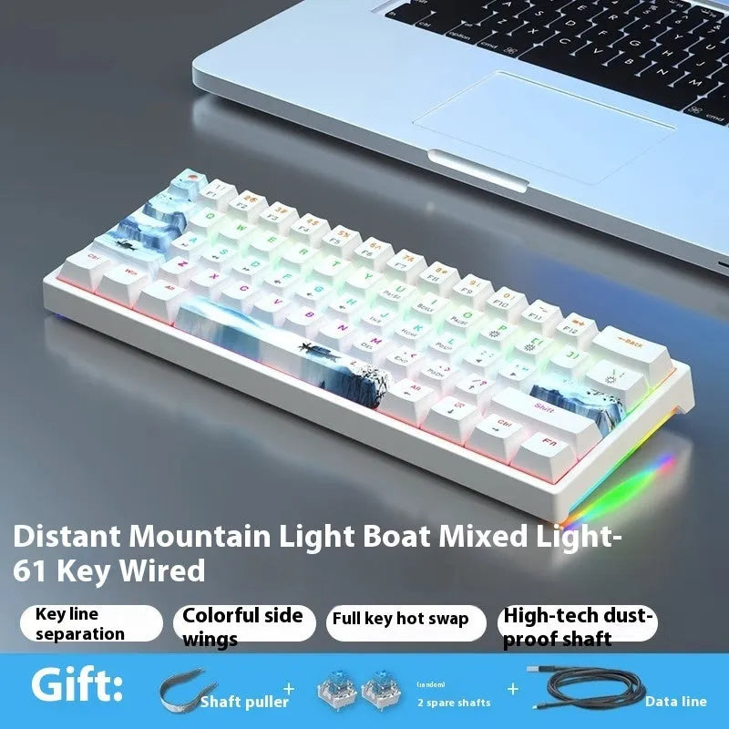 61-key compact mechanical keyboard with hot-swappable sockets and multiple switch options
