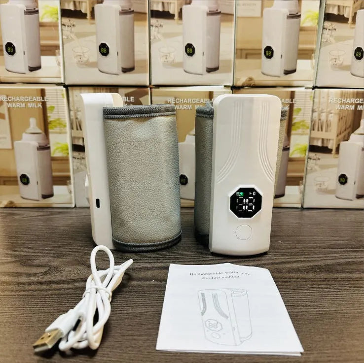 Grey and white car-powered electric milk warmer with ABS polypropylene construction for vehicle use
