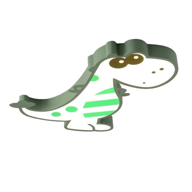 Dinosaur-themed 48cm ceiling light with aluminium body and PVC shade in green colour option