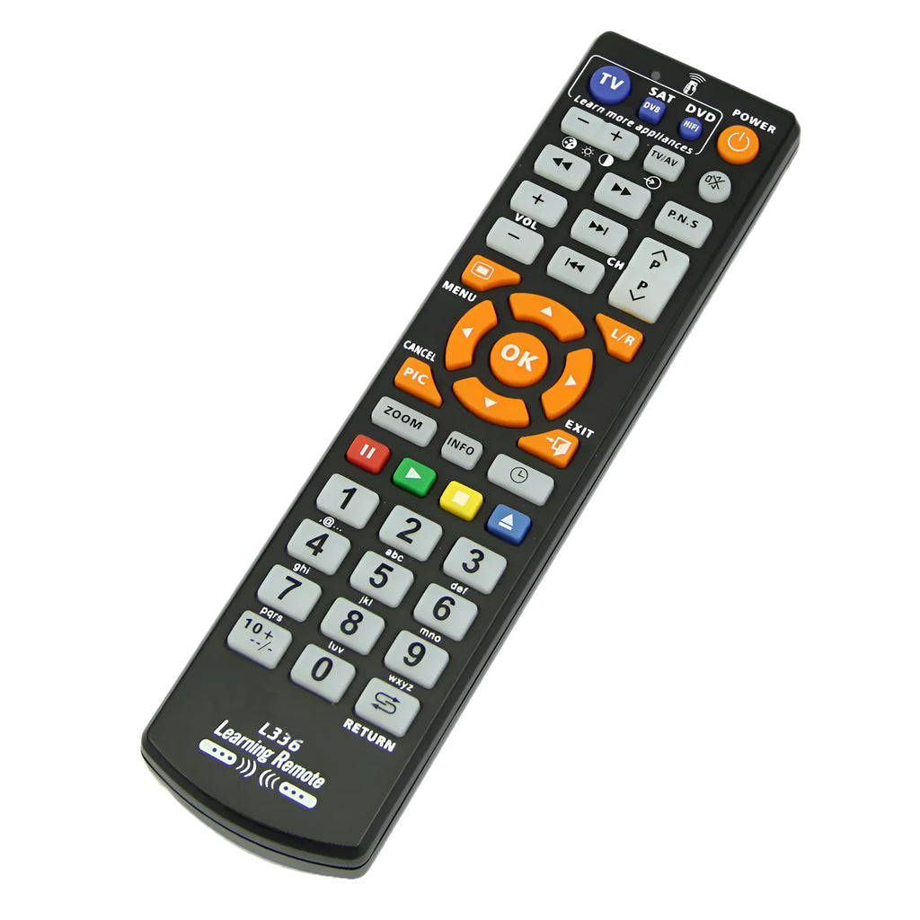 Black L336 learning remote control with full key layout for infrared device programming