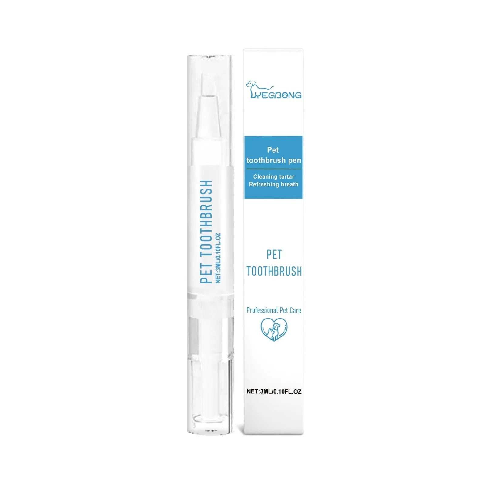 White disposable pet toothbrush pen with 3ml toothpaste for dog and cat dental cleaning