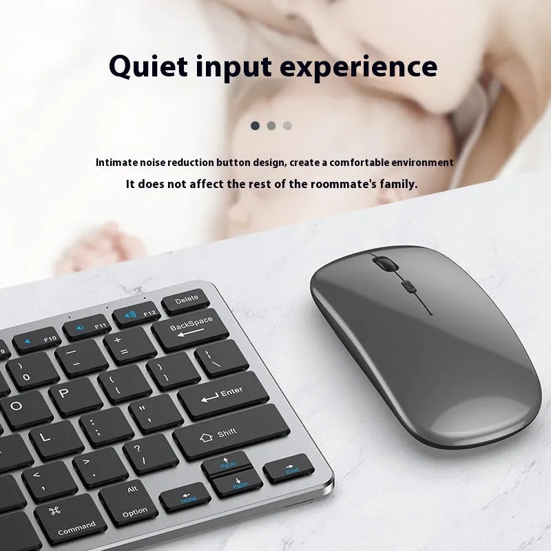 Wireless keyboard and mouse set in ultra-thin design with rechargeable batteries