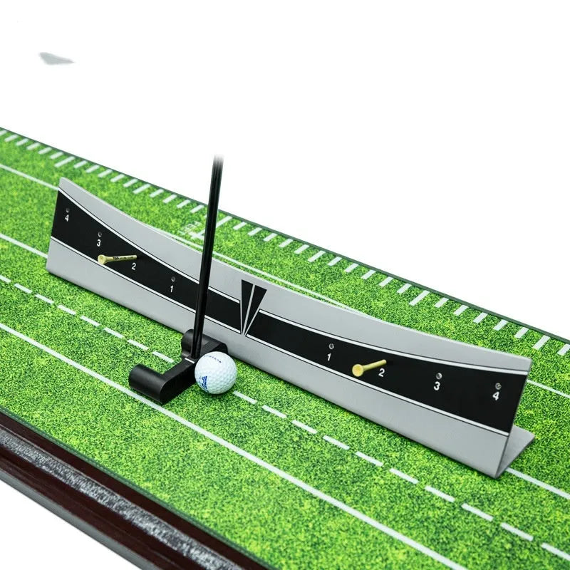 Adjustable golf putter balance simulator with PVC frame for stroke training.