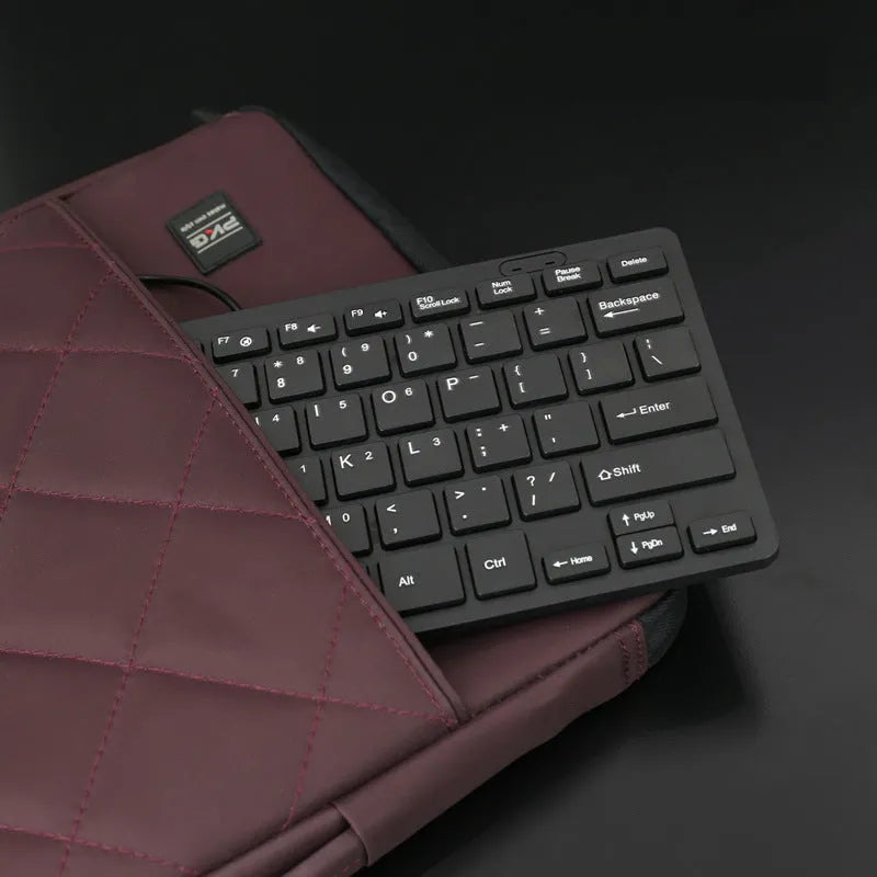 USB wired mini keyboard with noiseless keys in black, white, pink, or blue colours