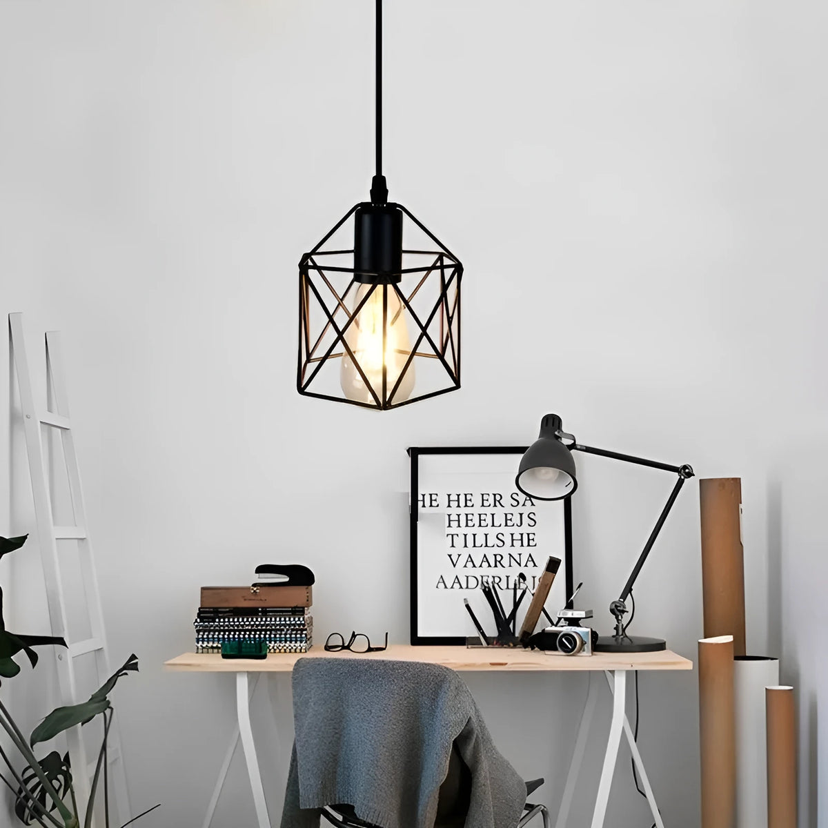 American country style decorative light with iron shade, dimensions 150mm by 140mm.