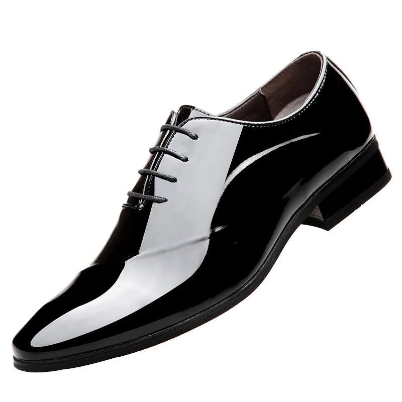 Men's black and brown business formal shoes with pointed toe design