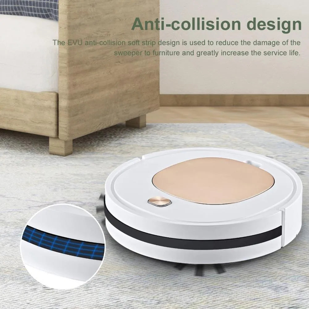 USB sweeper robot, 32cm diameter, 6.8cm height, Gold or Silver, 90-minute runtime