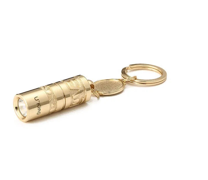 Gold waterproof zinc alloy LED keychain flashlight for outdoor emergency lighting
