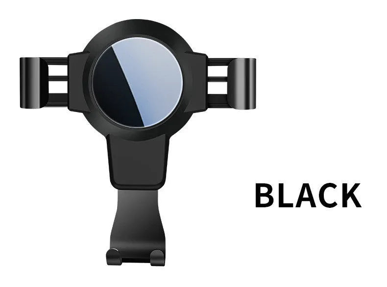 Black S4 gravity mirror ABS car air vent mobile phone holder for 4-6.4 inch devices.