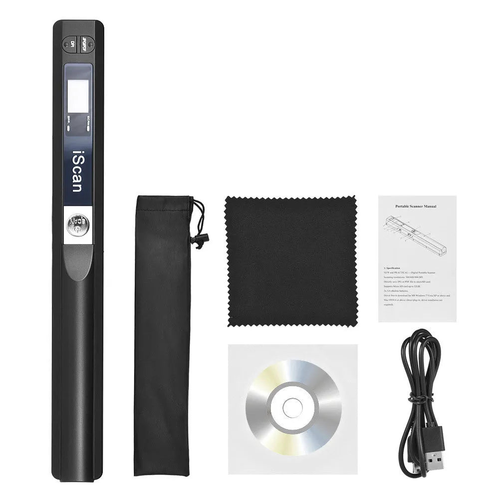 Handheld USB barcode scanner available in black, blue, green, red and silver colours