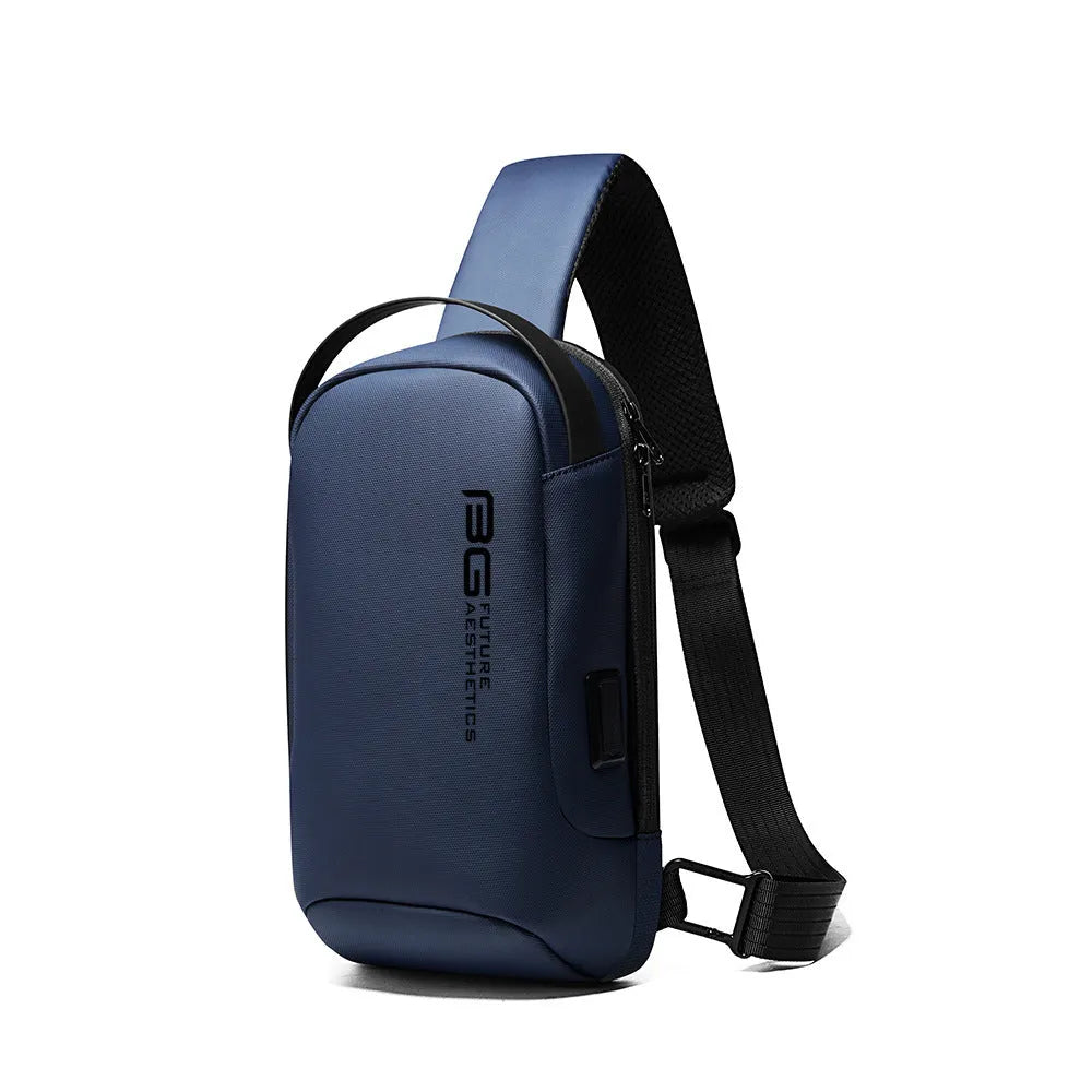 Men's shoulder business bag with USB charging port in Oxford cloth