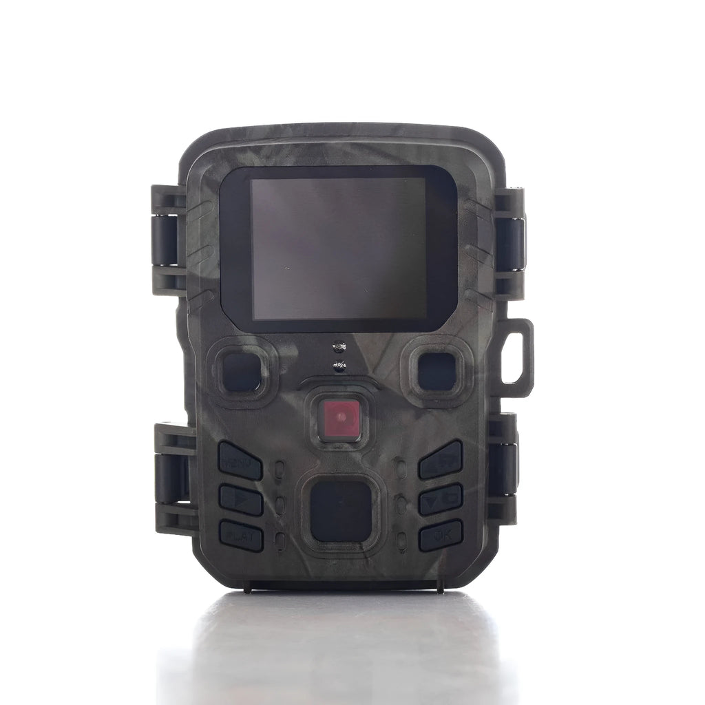 Black plastic infrared night vision monitoring device with 12 megapixel sensor and TF card slot