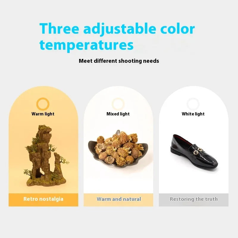 50cm foldable light box with metal frame and USB-powered LED lighting for product photography