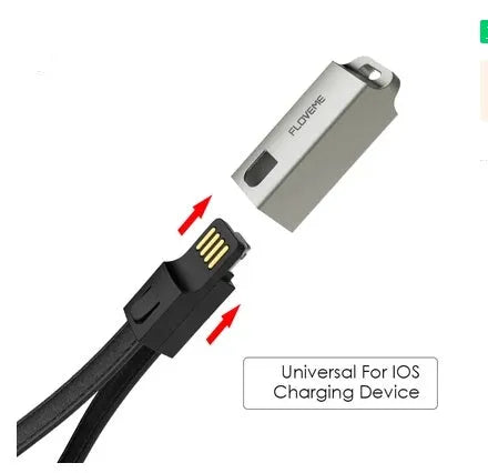 Short 20cm leather iPhone Lightning charging cable with zinc alloy connector in red, black or brown