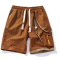 Men's plus size bamboo fibre sports shorts in loose straight-leg fit, shown in coffee colour.
