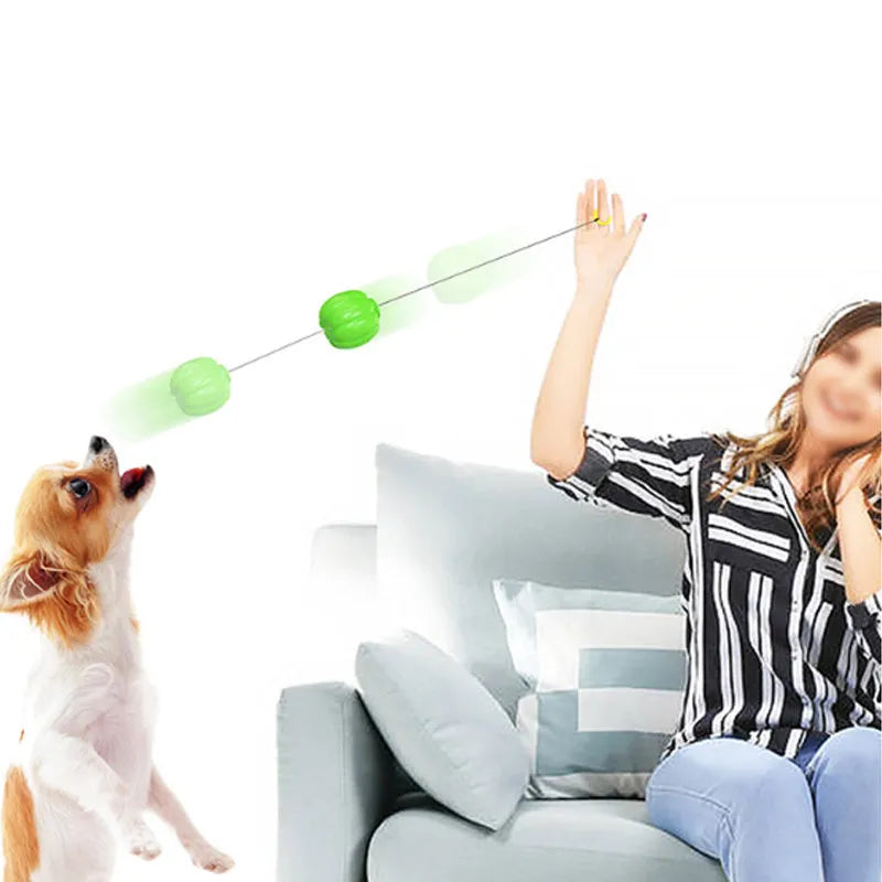 Green, orange, and yellow plastic pumpkin-shaped dog chew toy with squeaker for small dogs.