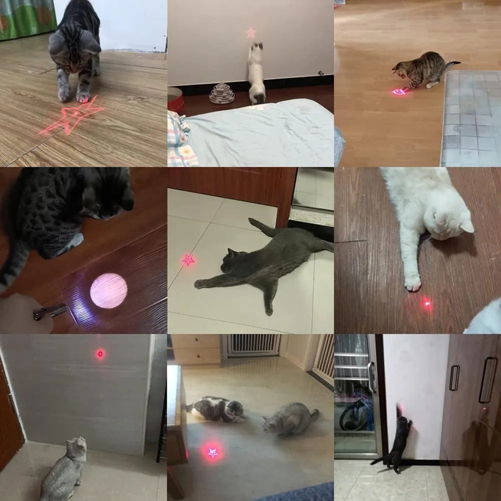 Compact black infrared cat teaser toy with USB charging port and keychain attachment
