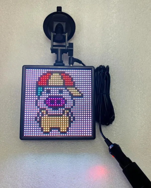 Bluetooth wireless LED car display screen with aluminium frame and 32x32 resolution